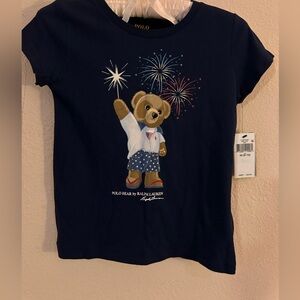 Ralph Lauren Fireworks Bear tee shirt NWT navy